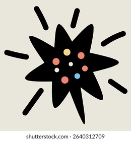 Cute sparkle and star doodles in black silhouette style. Ideal for decorative projects, scrapbooking, kids crafts, stickers, and digital prints. Fun and minimal star icons.