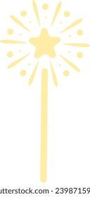 Cute sparkler flat clip art illustration, magic wand doodle, decoration element, isolated