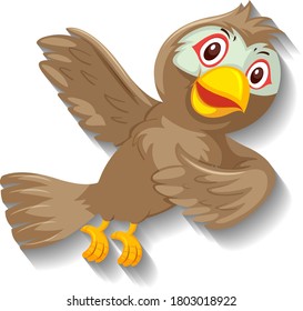 Cute sparrow bird cartoon character illustration