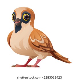 Cute sparrow bird cartoon illustration isolated on white background