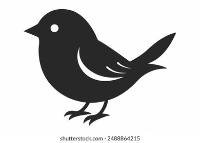 Cute sparrow silhouette vector with a white background