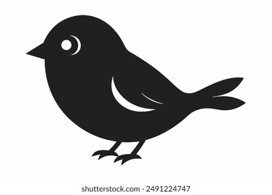 Lindo Vector de silueta de gorrión con un fondo blanco