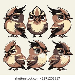 Cute Sparrow vector in multifaceted style