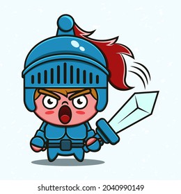 Cute Spartan Warrior vector illustration. Mascot Cartoon Character. Kawaii style. 