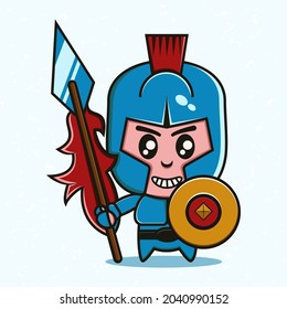 Cute Spartan Warrior Vector Illustration Mascot Stock Vector (Royalty ...