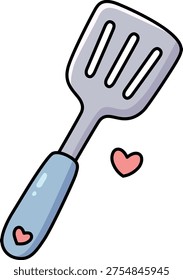 Cute spatula kitchen utensil vector illustration in kawaii doodle style, adorable cooking tool icon with simple flat design and clean outline, perfect for cooking theme, kitchen stickers, recipe design and food blog decoration.