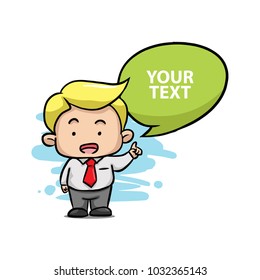 cute speak ballon boy cartoon mascot vector illustration
