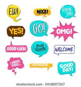 Cute speech bubble cartoon collection set