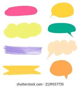 Cute speech bubble colorful hand draw set design for fabric, textile
