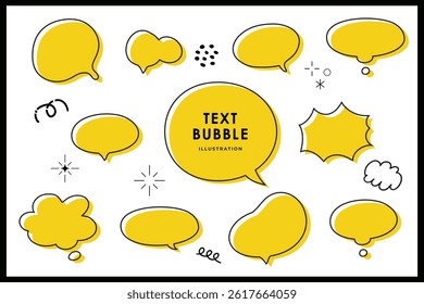 Cute speech bubble doodle isolated with frame elements illustration set. Speech talking thinking box. Dialogue cloud. 8 bit. For game development, mobile app, graphic, social media, scrapbooking