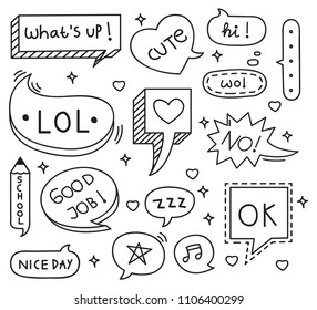 Cute Speech Bubble Doodle Set Stock Vector (Royalty Free) 1106400299 ...