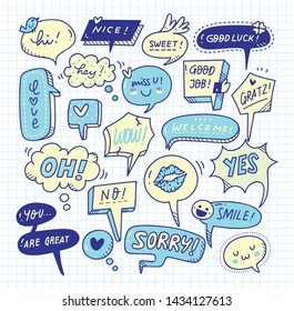 Cute speech bubble doodle set