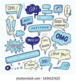 Cute speech bubble doodle set