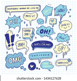 Cute speech bubble doodle set