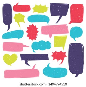 Cute speech bubble doodle set