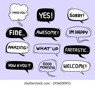 Cute speech bubble doodle set