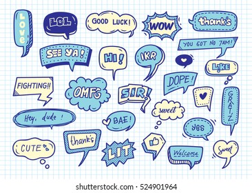 Cute speech bubble doodle set