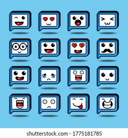 cute speech bubble emoticon pack collection