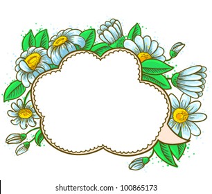 Cute speech bubble frame with camomile