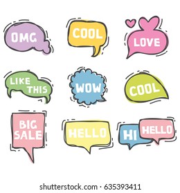 Cute speech bubble in hand drawn style