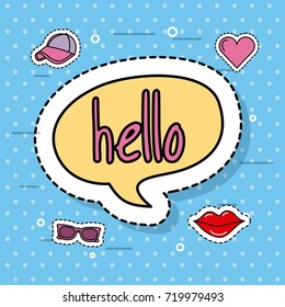 cute speech bubble hello decoration sticker