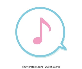 Das Symbol für die Sprachenblase ist scharf. Musikalische Note. Vektorgrafik.