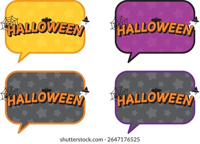 Ilustração de balão de fala bonito definido em cores de Halloween