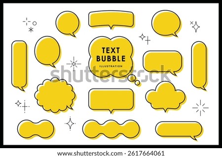 Cute speech bubble isolated with frame elements illustration set. Speech talking thinking box. Dialogue cloud. 8 bit. For game development, mobile app, graphic, social media, scrapbooking