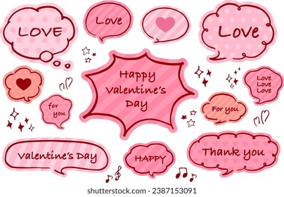 Cute speech bubble set Valentine's Day. Valentine's Day materials.