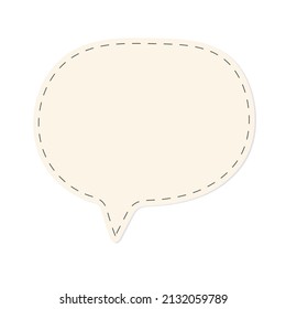 Cute speech bubble stitched along the contour. Vector illustration.