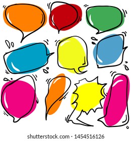 cute speech bubble with text doodle handdrawn style