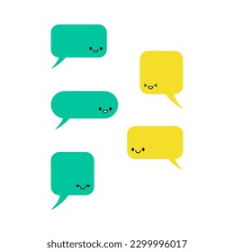 Cute speech bubbles. Chat window, dialogue, message.  Vector illustration dialogue symbol isolated on white background. 