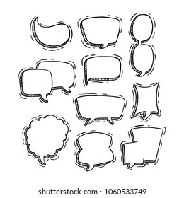 cute speech bubbles collection with doodle style