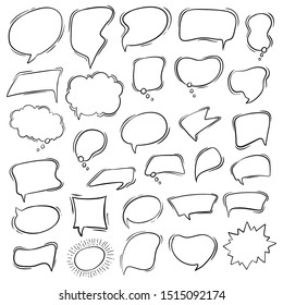 Cute Speech Bubbles Collection With Hand Drawn or Doodle Style