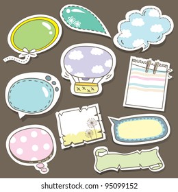 Cute speech bubbles scrapbook elements in vector