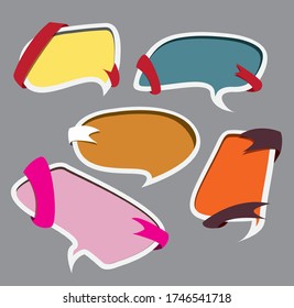 cute Speech bubbles set with tape