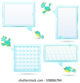 Cute Speech bubbles templates set with birds