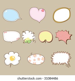 Cute speech bubbles vector 02