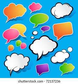 Cute Speech Bubbles, vector illustration.