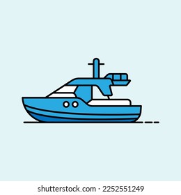 Cute Speed Boat Cartoon. vector illustration