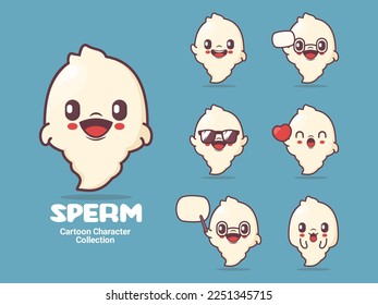 cute sperm cartoon. vector illustration with different expressions