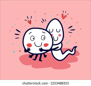 un esperma lindo y un personaje de huevo. ilustración vectorial.