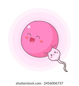 El esperma lindo entra en el personaje de dibujos animados de los óvulos. Diseño de concepto de salud. ilustración de Arte vectorial