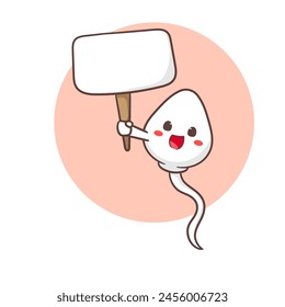 Lindo esperma sosteniendo caricatura de tablero vacío. Diseño de concepto de salud. ilustración de Arte vectorial