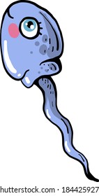 Cute Sperma, Illustration, Vektorgrafik auf weißem Hintergrund