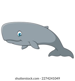 Cute sperm whale cartoon illustration