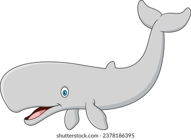 Cute sperm whale mascot cartoon. Vector illustration