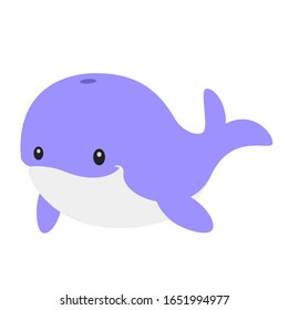 Cute Sperm Whale Vector Illustration on White