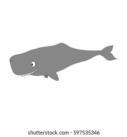 Cute sperm whale vector isolated on white flat style