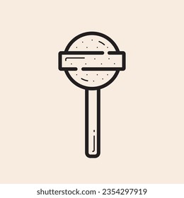 Cute sphere candy stick with dotted texture outline iconic vector line art
